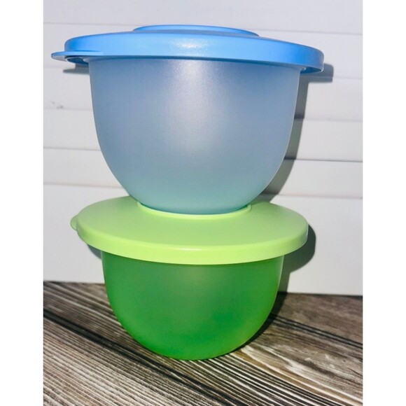 Tupperware Impressions Bowl Set of 2 Green + Blue 16 oz #3621 - Picture 1 of 2